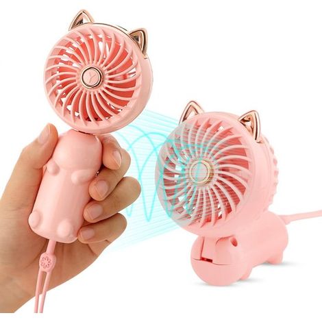 Ventilador portátil de mano con batería recargable y 3 velocidades: divertido ventilador eléctrico personal para chicas，ventilador para coche (1/5)