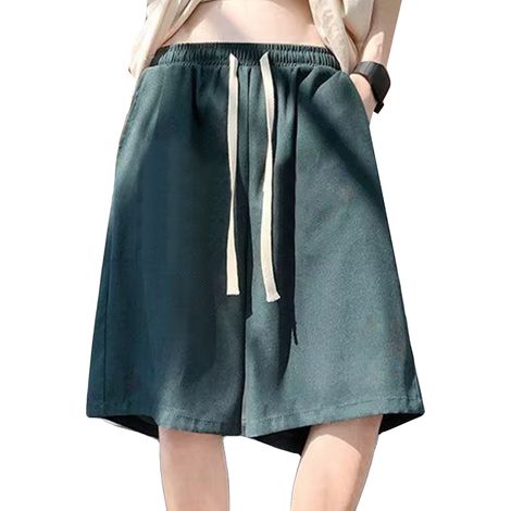 Short De Sport Pour Homme - Longueur Genou - Taille Élastique Avec Cordon - Séchage Rapide - Polyester - Vert - Taille 2xl (1/5)