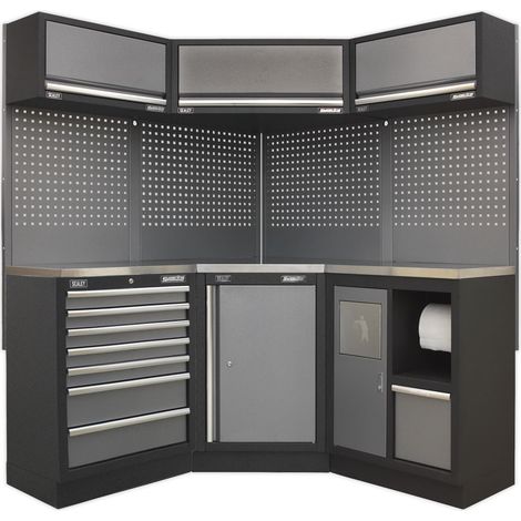 Sealey Superline PRO® Corner Storage System with Stainless Worktop 1.55m APMSSTACK08SS (1/5)