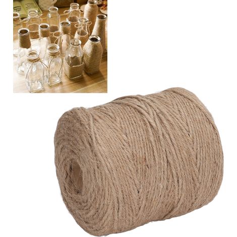 Corde en jute jaune naturel de 200 m de long, corde de sécurité en chanvre à quatre brins de 3 mm, utilisée pour la fabrication de bijoux, les loisirs créatifs, les décorations murales et les décorati (1/5)