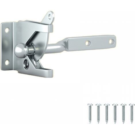Cerradura de puerta, pestillo autoblocante, para cercas de madera, jardines, cobertizos de jardín, color plata (144 mm) (1/5)
