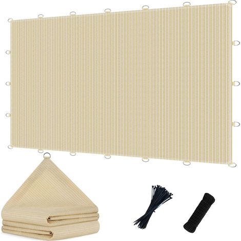 90% 3,6 x 6,1 m Filet d'ombrage avec Anneaux en D Tissus Pare-Soleil extérieurs pour Patio, Pergola, Jardin, Arrière-Cour, Terrasse, Véranda, Beige (1/5)