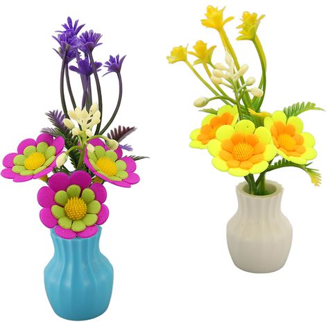 Lot de 2 plantes aquatiques artificielles aux couleurs fluorescentes vives, en résine et silicone, style vase, pour aquarium, pour la décoration. (1/5)