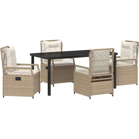 Maison Exclusive - Set da Pranzo per Giardino 5 pcs Beige e Bianco Crema