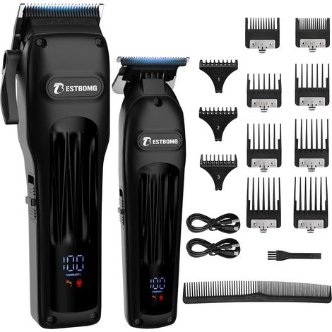Men's Hair Clipper with LED Screen, Ultra-Powerful Motor, Rechargeable Precision Finish Trimmer Kit with Guide Comb (1/5)