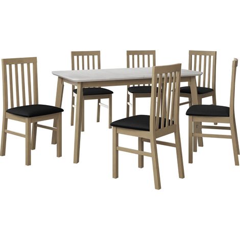 Salle à manger complète Victorville 267, Sonoma chêne, 75x80x140cm, Diamètre: 0, Nombre de places: 4, Style: Contemporary