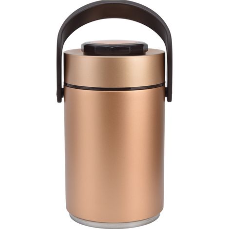 Isolierte Lunchbox mit 2,3 Litern Fassungsvermögen aus Edelstahl 304, separate Fächer, dreilagige Vakuumisolierung, goldfarben, große Größe für Schüler und Erwachsene, auslaufsicher. (1/5)