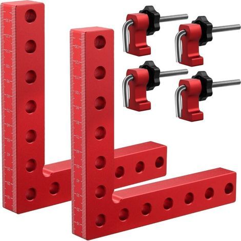 Ensemble de 6 pièces de support de positionnement en forme de L de 14 cm avec pince de joint en alliage d'aluminium à angle de 90 degrés pour outils de menuiserie, utilisé pour les armoires, les cadre (1/5)