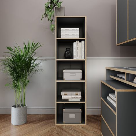 Libreria Tetrix, Antracite, 40 x 140 cm con 5 scomparti, Vicco