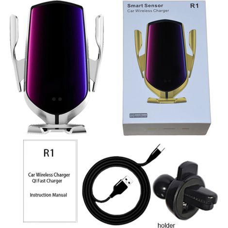 Chargeur sans fil de voiture Type-C 10 W à serrage automatique R2 (pour récepteur d'interface iOS) (1/5)