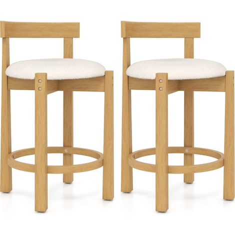 Set di 2 sgabelli da bar 62 x 45 x 78,5 cm seduta ergonomica imbottita stile contemporaneo legno di caucciù bianco 200009971