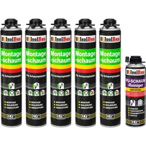 IsolBau Pistol Mounting Foam B2 Montageschaum 5 x 750 ml 1 x Cleaner (1/5)