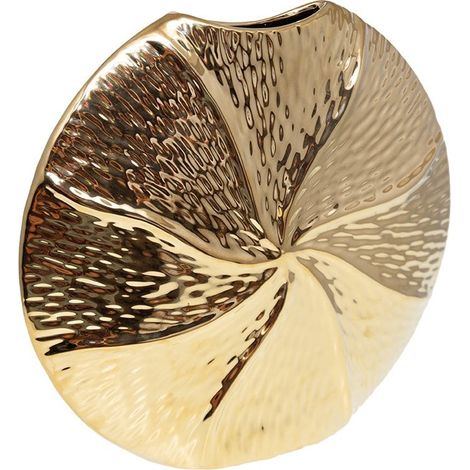 Vase ovale en céramique doré au design spirale pour décoration intérieure 28,5 x 6,5 x 26 cm - PANGIVO (1/3)