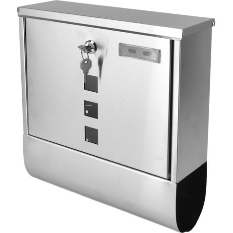 Boîte aux lettres de style européen en acier inoxydable, avec fenêtre et fente carrée, pour courrier et journaux, usage domestique. (1/5)