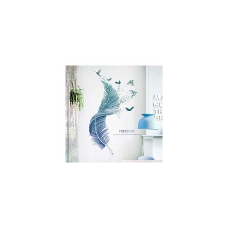 Stickers muraux PLUME en (124×72 cm) I décoratifs sticker mural Oiseaux Poster moderne I Déco pour salon chambre cuisine couloir meubles bains carrelage adulte ado enfant