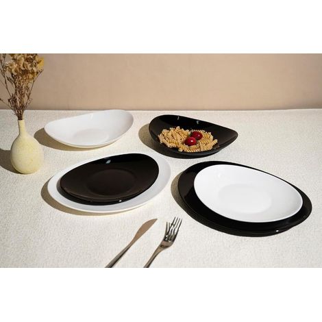 Servizio di Piatti da Tavola Luce e Ombra Bianco e Nero 18 Pezzi (1/3)