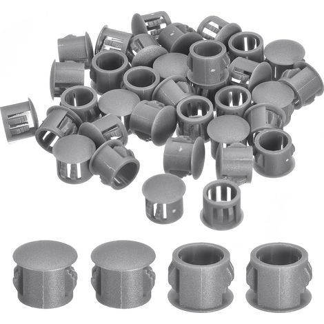 38Pcs Bouchon de Trou en Nylon, 10.5-11mm Diamètre de Trou Bouchon d'étanchéité Rond Souple et Flexible de Verrouillage Bouchons en Caoutchouc pour Bouteille, Tuyaux, Cuisine, Gris (1/5)