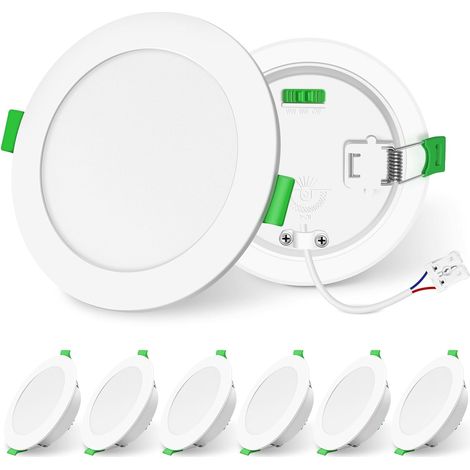 Spot LED Encastrable 10W 1050lm IP44 Étanche  90-100mm Découpe Dimmable, 3000K 4000K 6500K Réglable Blanc Chaud Nature Froid, Spot Salle de Bain Plafond, Blanc Lot de 6 (1/5)