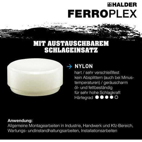 Schon- + Schlosserhammer 30mm FERROPLEX Halder (1/5)