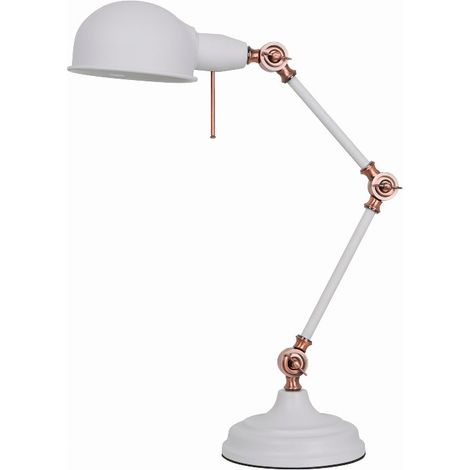 LAMPARA DE MESA E27 BLANCO COBRE
