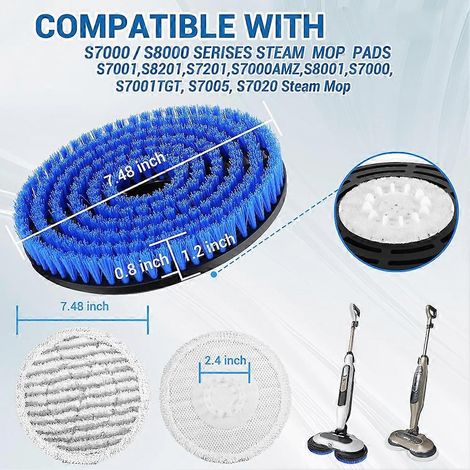 Pour balai vapeur et serpillière Shark séries S7000, S7001, S7201, S8001, S8201 : 2 têtes de brosse + 2 tampons absorbants en microfibre
