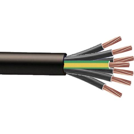 Bis-Electric – Cable RO2V 7G1.5mm² à la coupe 10m – Isolation PVC – Souplesse Classe 2 – Tension 600/1000V – Normes NF C32-321