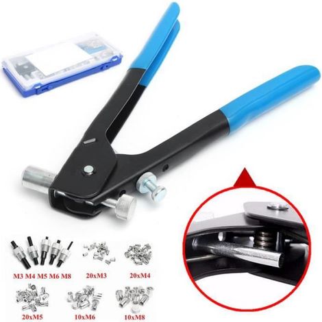 Coffret outil à riveter - - 86PCS - Inserts écrou filetés M3-M8 - 5 mandrins (M3/M4/M5/M6/M8) - Pince riveteuse (1/4)