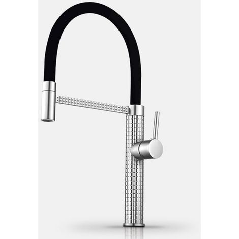 Robinet de cuisine 360° Semi Pro Mitigeur monocommande avec douchette Extensible pour évier Chrome (1/5)