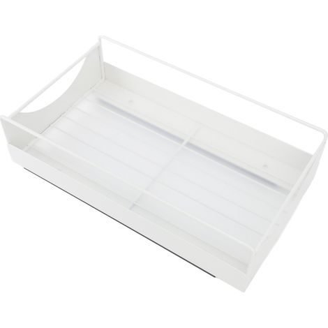 Organisateur de placard coulissant en acier au carbone, à ouverture et fermeture silencieuses, étagères de rangement pour salle de bain ou dressing, blanc, taille M, 227 x 401 x 85 mm (1/5)