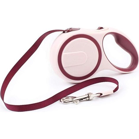 Guinzaglio retrattile in nylon per cani da 5 m, automatico e regolabile, con prolunga per l'addestramento alla camminata, rosso. (1/4)