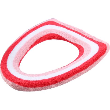 Coussin de siège de toilette tricoté épais en forme de O, tapis de toilette à rayures arc-en-ciel, tapis de toilette en fibre acrylique (1/5)