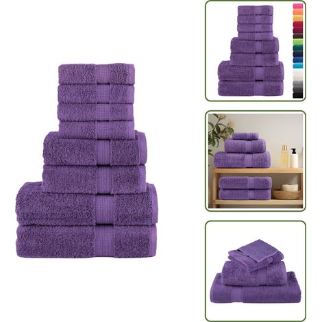 The Living Store 8 tlg. Premium-Handtuch-Set SOLUND Lila 600 g/m² - Premium Handtuch (1/5)
