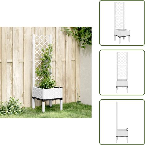 vidaXL Jardinera con enrejado PP blanco 40x40x142 cm (1/5)