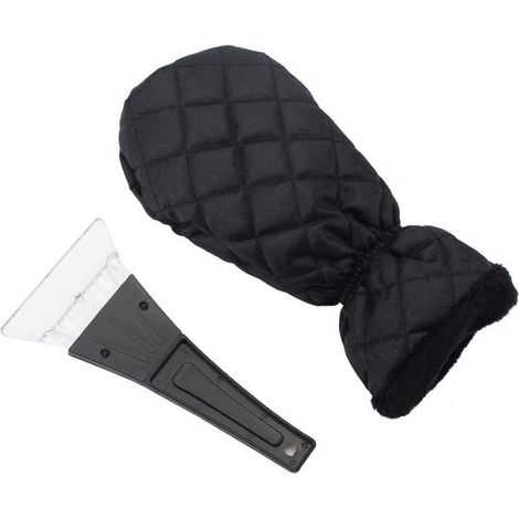 Raspador de hielo (negro) con guante para coche, SUV y furgoneta, raspador de hielo resistente para descongelar parabrisas y ventanas de coche (1/5)