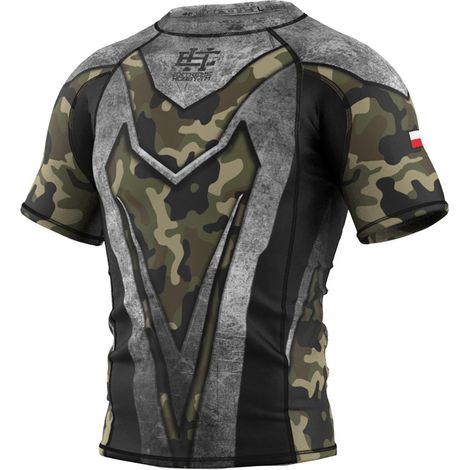 Maglia da uomo a maniche corte, modello rashguard militare, taglia 3XL, mimetica.