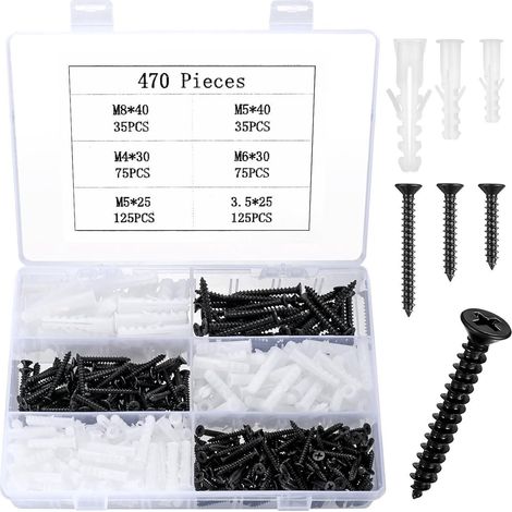 Schraubenset 470 Teile M4 M5 M6 M8 Dübel selbstschneidend (1/5)