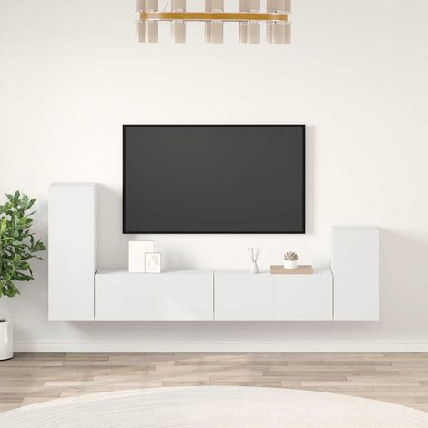 Set de muebles para TV 4 piezas madera contrachapada