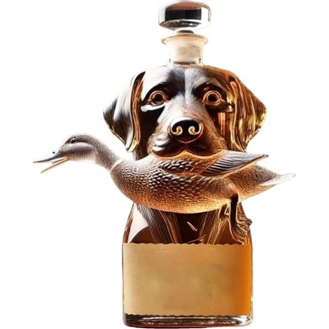 Whiskey Bottle, Hound Glass Decanter, Airtight Alcohol Container, Dog Statue Design, Decorative Liquor Holder for Brandy, Bourbon, Vodka, Tequila, Men’s, Decor (1/5)