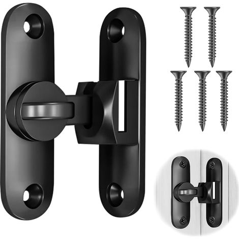 Verrou de Porte Coulissante, 90/180 Degrés Porte Coulissante Loquet, Serrure Porte Interieure avec Vis pour Cuisine, Fenêtre, Chambre (1/5)