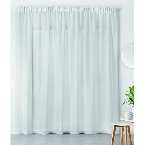 LINDER 0390/10/344 - Tenda Lunga in Poliestere, arricciata, 300 x 240 cm, Colore Bianco Lino