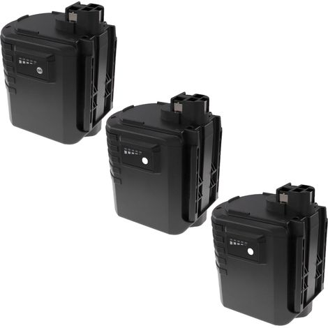 EXTENSILO 3x Battery compatible with Bosch GBH 24VR, GBH 24VFR, GBH 24VRE, GBH24VRE, GBH24VFR, GBH24VRF Power Tools (3300 mAh, NiMH, 24 V)