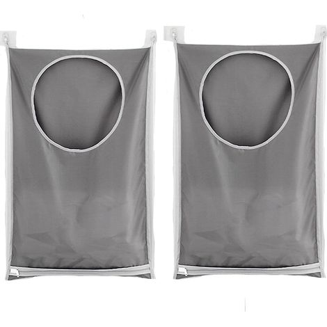 Grand sac de rangement suspendu pour linge (gris) - Lot de 2 pièces (1/5)