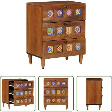 vidaXL Mango Holz - Nachttisch Braun 50 x 33 x 62 cm Massivholz Mango (1/5)