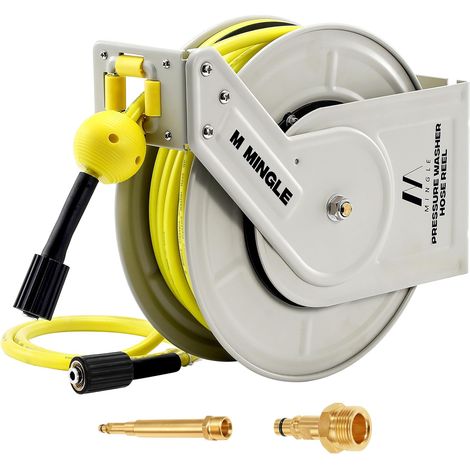Enrouleur de Tuyau Rétractable pour Nettoyeur Pression, Compatible avec les Séries K2, K3, K4, K5, K6, K7, 1/4" (6,35 mm) × 18 m, Montage Murale, 250 bar (3600 PSI) (1/5)