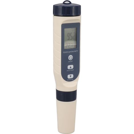 5-in-1-Wasserqualitätstester (TDS, EC, pH, Temperatur, Salz), IP65 wasserdicht, Multifunktions-Wasserzähler mit großem HD-Display mit Hintergrundbeleuchtung (1/5)