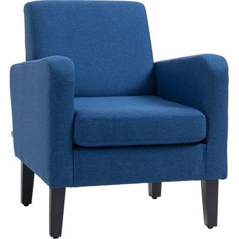 Stylish Blue Boxy Armchair with Linen Texture for Modern Living Spaces