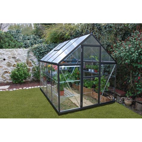 Canopia By Palram – Serre de jardin polycarbonate 2,3 m² – Dimensions 247 x 185 x 208 cm – Cadre aluminium et socle acier galvanisé – Panneaux UV résistants