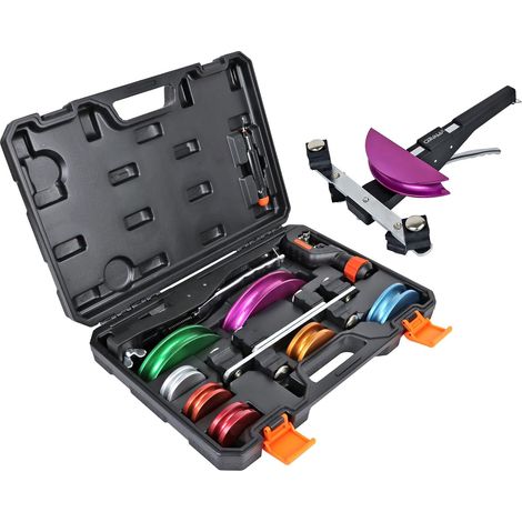 90° Hook Tube Bending Set: 1/4" to 7/8" DO with 7 Color Aluminum Heads - MODEL LITE (without reverse) with Tube Cutter and Breaker (1/5)
