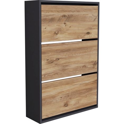Zapatero 110 x 74 x 24 cm efecto roble antracita 030007616 (1/2)