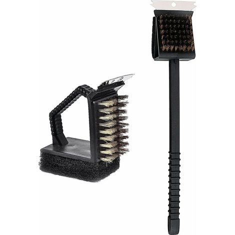 royaluxe - Brosses de Nettoyage pour Barbecue, 2 Pièces Brosse à Barbecue Barbecue Nettoyage Brosse 3 en 1 Brosses à Barbecue avec Grattoir en Acier Intégré pour Un Nettoyage Plus Facile Et Efficace (1/5)